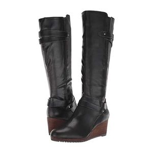 Dr. Scholl's Shoes Women's Check It Wedge Boot, Black Wide Calf